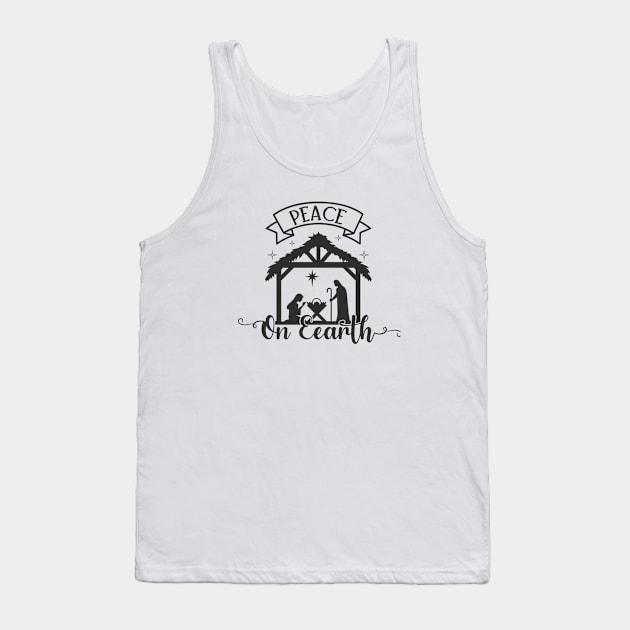 Peace on Earth, Nativity Scene Tank Top by BadrooGraphics Store